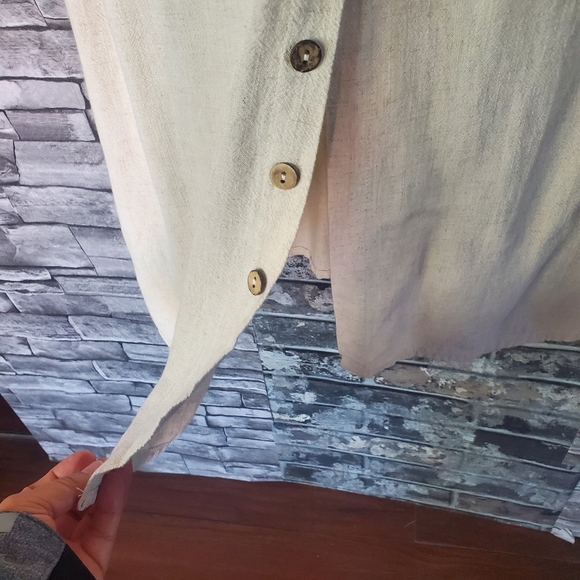 Shop Neighbor Linen Blend Beige Midi Dress Sleeveless Summer Bohemian Beachy Med - Picture 3 of 12